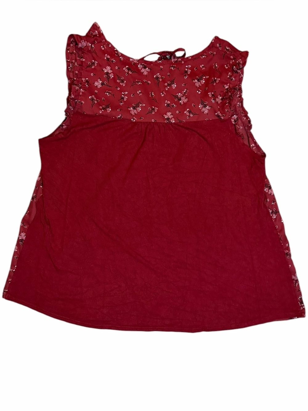 Ember Red Floral Lace-Up Boho Peasant Top Size Large Cottagecore Festival Blouse - Picture 6 of 6